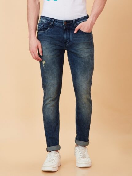 Being Human Men Slim Fit Low Distress Light Fade Jeans