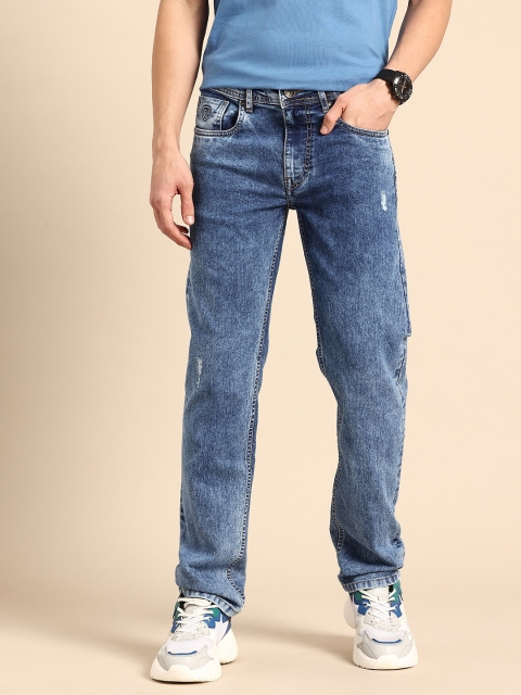 Being Human Men Straight Fit Mid-Rise Low Distress Heavy Fade Stretchable Jeans