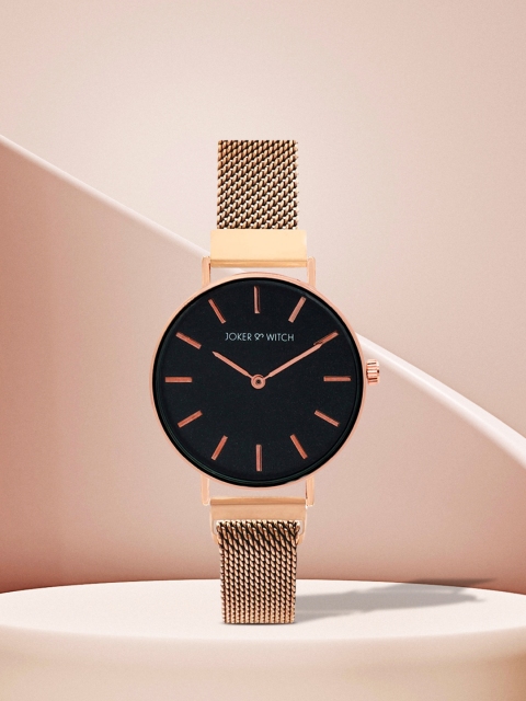 Buy JOKER & WITCH Women Black & Rose Gold Analogue Watch AMWW385 - - Accessories for Women