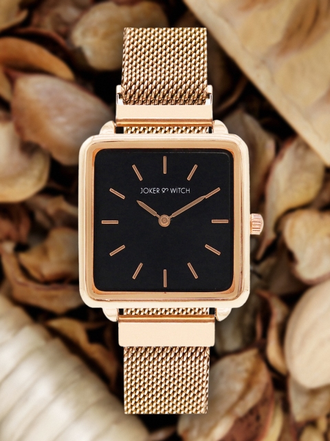 Buy JOKER & WITCH Women Black & Rose Gold Toned Analogue Watch AMWW311 - - Accessories for Women