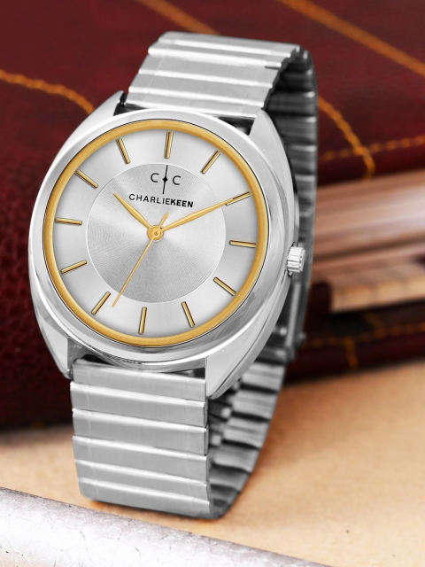 CHARLIEKEEN Men Brass Dial & Stainless Steel Straps Analogue Watch CC-GR006-SLV-CH