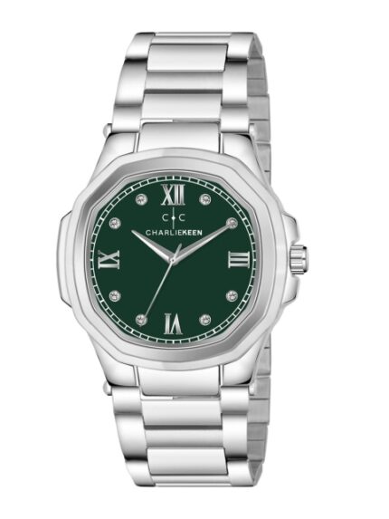 CHARLIEKEEN Men Brass Dial & Stainless Steel Straps Analogue Watch CC-GSQ020-GRN-CH