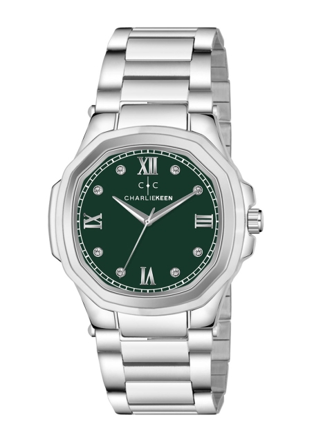 CHARLIEKEEN Men Brass Dial & Stainless Steel Straps Analogue Watch CC-GSQ020-GRN-CH