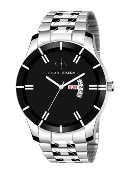 CHARLIEKEEN Men Brass Dial & Stainless Steel Straps Analogue Watch CC-GR013-BLK-CH