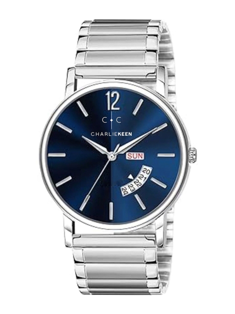 CHARLIEKEEN Men Brass Dial & Stainless Steel Straps Analogue Watch CC-GR003-BLU-CH