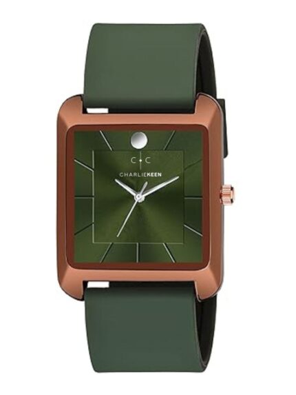 CHARLIEKEEN Men Brass Dial & Straps Analogue Watch CC-GSQ008-GRN-GRN