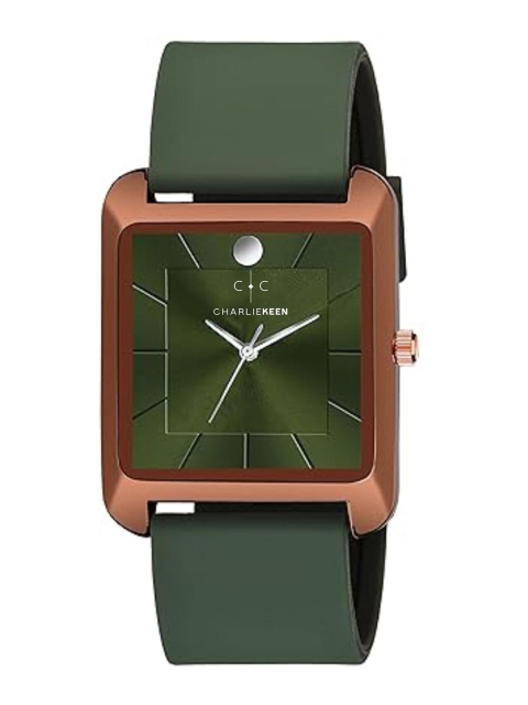 CHARLIEKEEN Men Brass Dial & Straps Analogue Watch CC-GSQ008-GRN-GRN