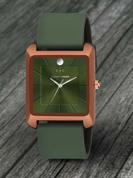 CHARLIEKEEN Men Brass Dial & Straps Analogue Watch CC-GSQ008-GRN-GRN