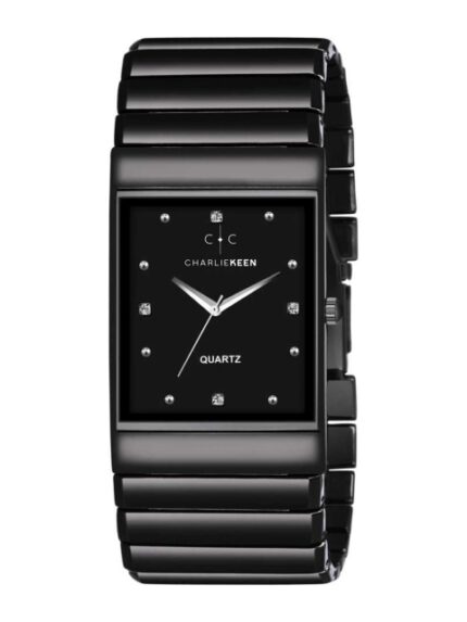 CHARLIEKEEN Men Brass Embellished Dial & Wrap Around Straps Analogue CC-GSQ003-BLK-CH