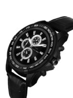 CHARLIEKEEN Men Brass Embellished Dial & Wrap Around Straps Watch CC-GR911-BLK-BLK