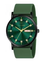 CHARLIEKEEN Men Brass Patterned Dial & Straps Analogue Watch CC-GR318-GRN-GRN