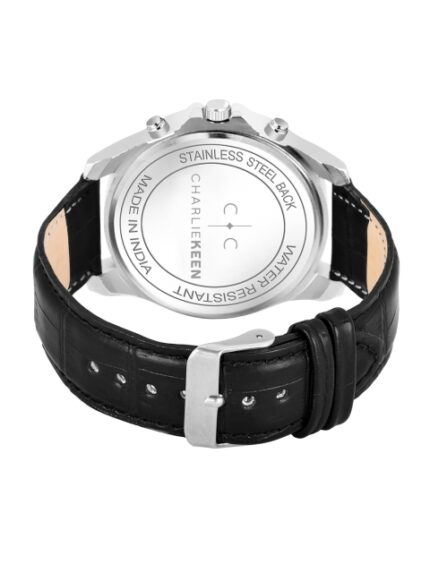 CHARLIEKEEN Men Brass Patterned Dial & Wrap Around Straps Analogue Watch CC-GR911-SLV-BLK