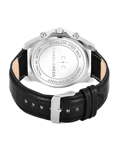 CHARLIEKEEN Men Brass Patterned Dial & Wrap Around Straps Analogue Watch CC-GR911-SLV-BLK