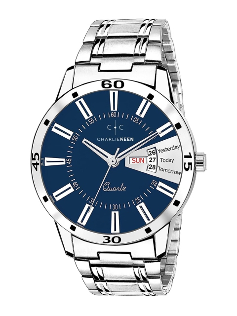 CHARLIEKEEN Men Brass Printed Dial & Stainless Steel Analogue Watch CC-GR8416-BLU-CH