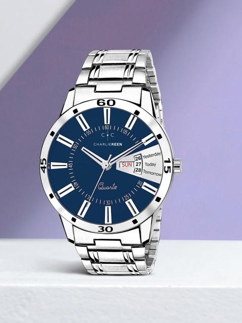 CHARLIEKEEN Men Brass Printed Dial & Stainless Steel Analogue Watch CC-GR8416-BLU-CH