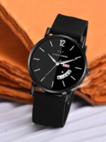 CHARLIEKEEN Men Brass Round Dial & Wrap Around Straps Analogue Watch CC-GR002-BLK-BLK