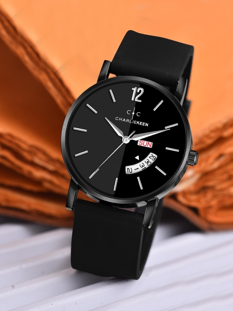 CHARLIEKEEN Men Brass Round Dial & Wrap Around Straps Analogue Watch CC-GR002-BLK-BLK