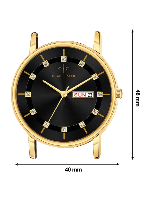 CHARLIEKEEN Men Dial & Stainless Steel Straps Analogue Watch CC-GR428-BLK-GLD