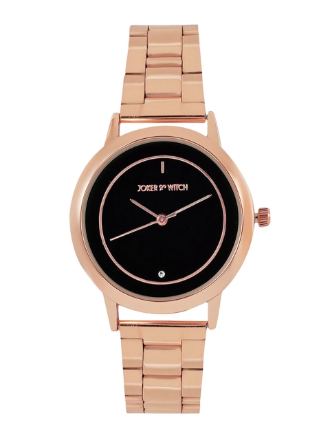 JOKER & WITCH Women Black Dial & Rose Gold-Plated Bracelet Style Analogue Watch-AMWW556