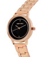 JOKER & WITCH Women Black Dial & Rose Gold-Plated Bracelet Style Analogue Watch-AMWW556