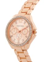 JOKER & WITCH Women Gold-Toned Embellished Dial & Rose Gold Toned Bracelet Style Straps Analogue Watch