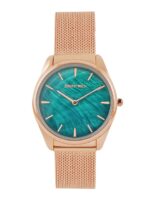 JOKER & WITCH Women Green Patterned Dial & Rose Gold Toned Straps Analogue Watch