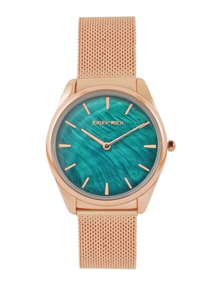 JOKER & WITCH Women Green Patterned Dial & Rose Gold Toned Straps Analogue Watch