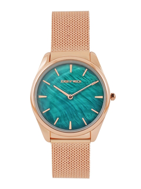 JOKER & WITCH Women Green Patterned Dial & Rose Gold Toned Straps Analogue Watch