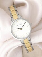 JOKER & WITCH Women White Dial & Gold Toned Stainless Steel Straps Analogue Watch AMWW506