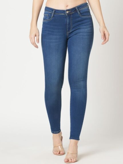 Kraus Jeans Women Skinny Fit High-Rise Light Fade Jeans