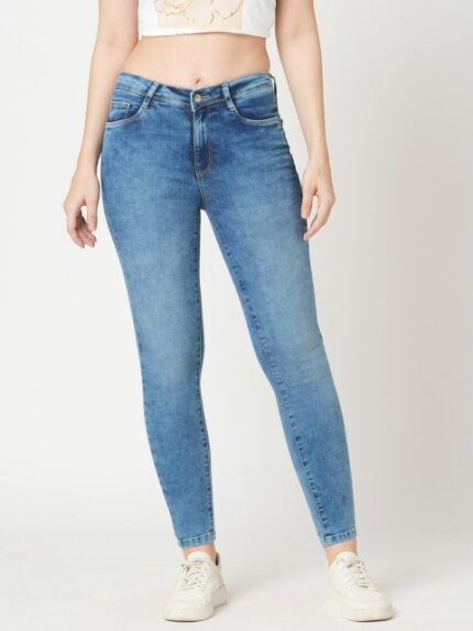 Kraus Jeans Women Skinny Fit High-Rise Light Fade Jeans