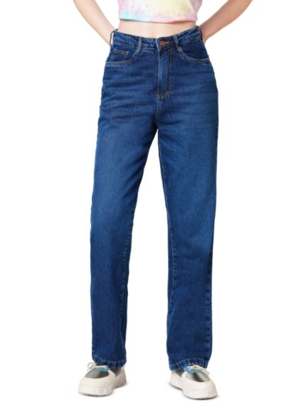 Kraus Jeans Women Straight Fit High-Rise Light Fade Jeans