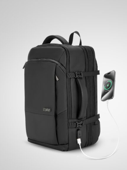 Safari Select Zeus Black with RIFD Pocket An Expandable Overnighter Laptop Backpack 33L
