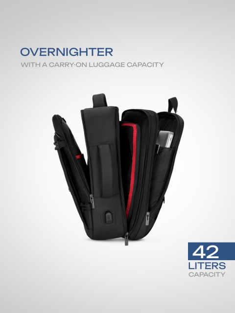 Safari Select Zeus Black with RIFD Pocket An Expandable Overnighter Laptop Backpack 33L