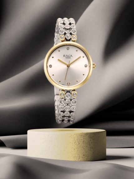 Titan Raga Show Stopper Women Embellished Bracelet Analogue Watch 95262BM01