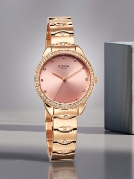 Titan Raga Show Stopper Women Embellished Bracelet Style Analogue Watch 95281WM01