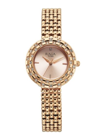 Titan Raga Women Embellished Dial & Bracelet Style Straps Analogue Watch 95350WM01