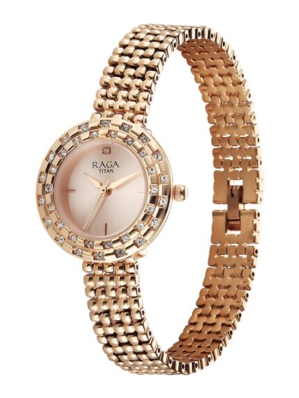Titan Raga Women Embellished Dial & Bracelet Style Straps Analogue Watch 95350WM01