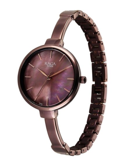 Titan Raga Women Mother of Pearl Dial & Bracelet Style Straps Analogue Watch 95273QM01