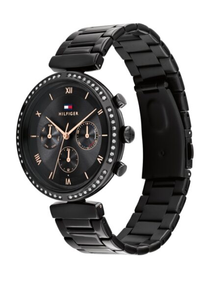Tommy Hilfiger Women Black Dial & Black Stainless Steel Bracelet Style Straps Analogue Watch TH1782390