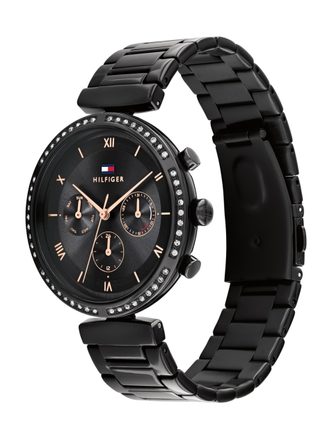 Tommy Hilfiger Women Black Dial & Black Stainless Steel Bracelet Style Straps Analogue Watch TH1782390