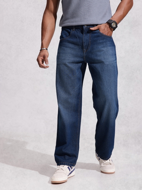 WROGN Men Pure Cotton Loose Relaxed Fit Light Fade Jeans