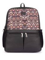 ZOUK Women Ethnic Printed Vegan Leather Backpack With Compression Straps-Up to 16 inch