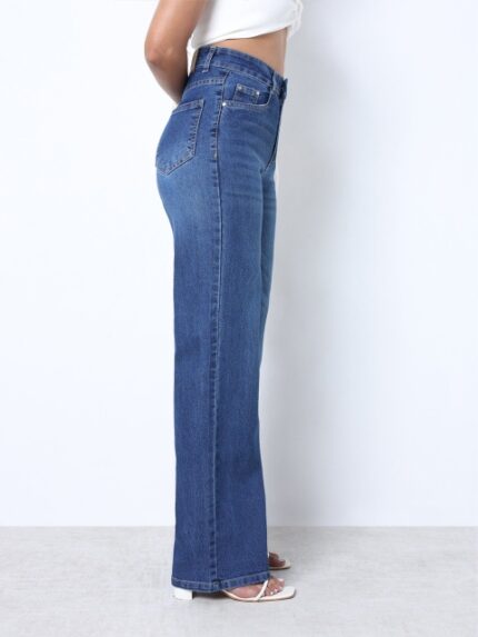 ZUYA Women Wide Leg High-Rise Light Fade Stretchable Jeans